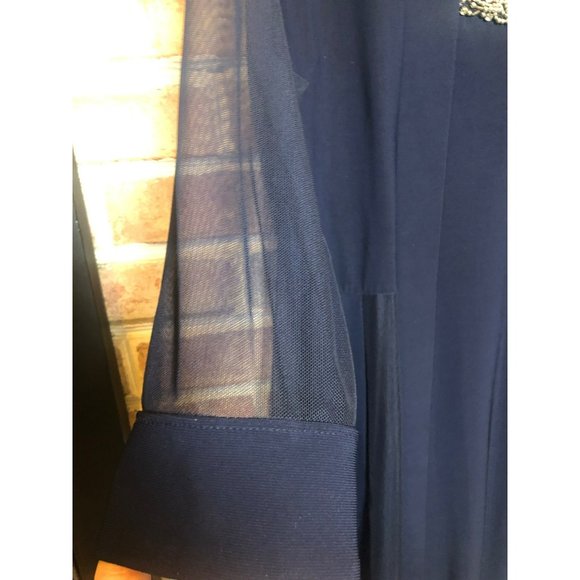 CB Elegant 2 Piece Sleeveless Shift Dress w/Sheer Jacket Sz 8 Navy, Wedding, MOB - Picture 5 of 10